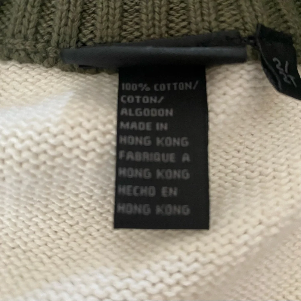 DKNY Full Zip Cotton Sweater Cardigan Off White and Olive Kids size 2T
